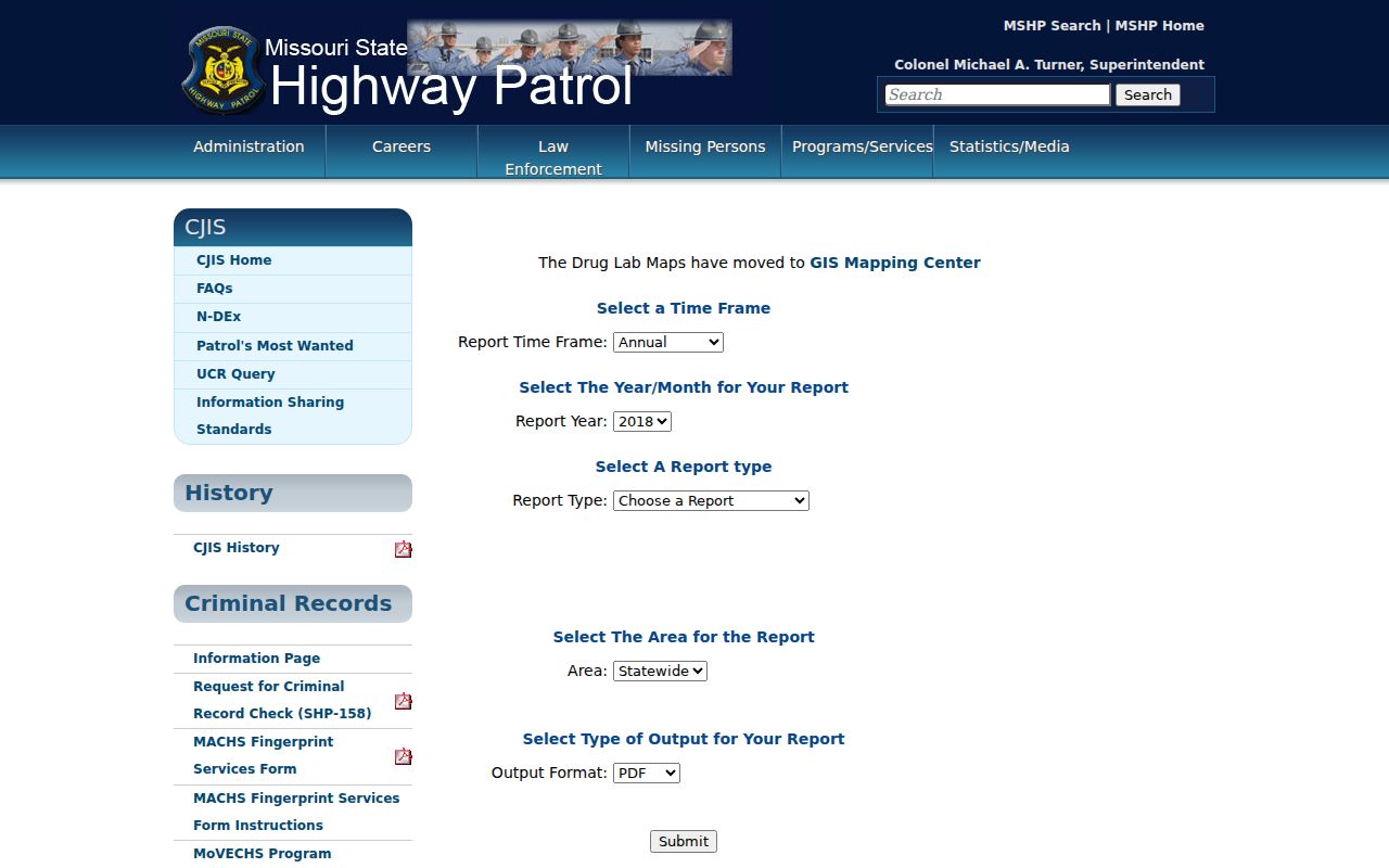 Doniphan criminal history Missouri crime statistics controls