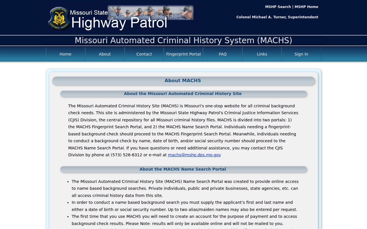 Ripley County criminal history explanation of MACHS record channels