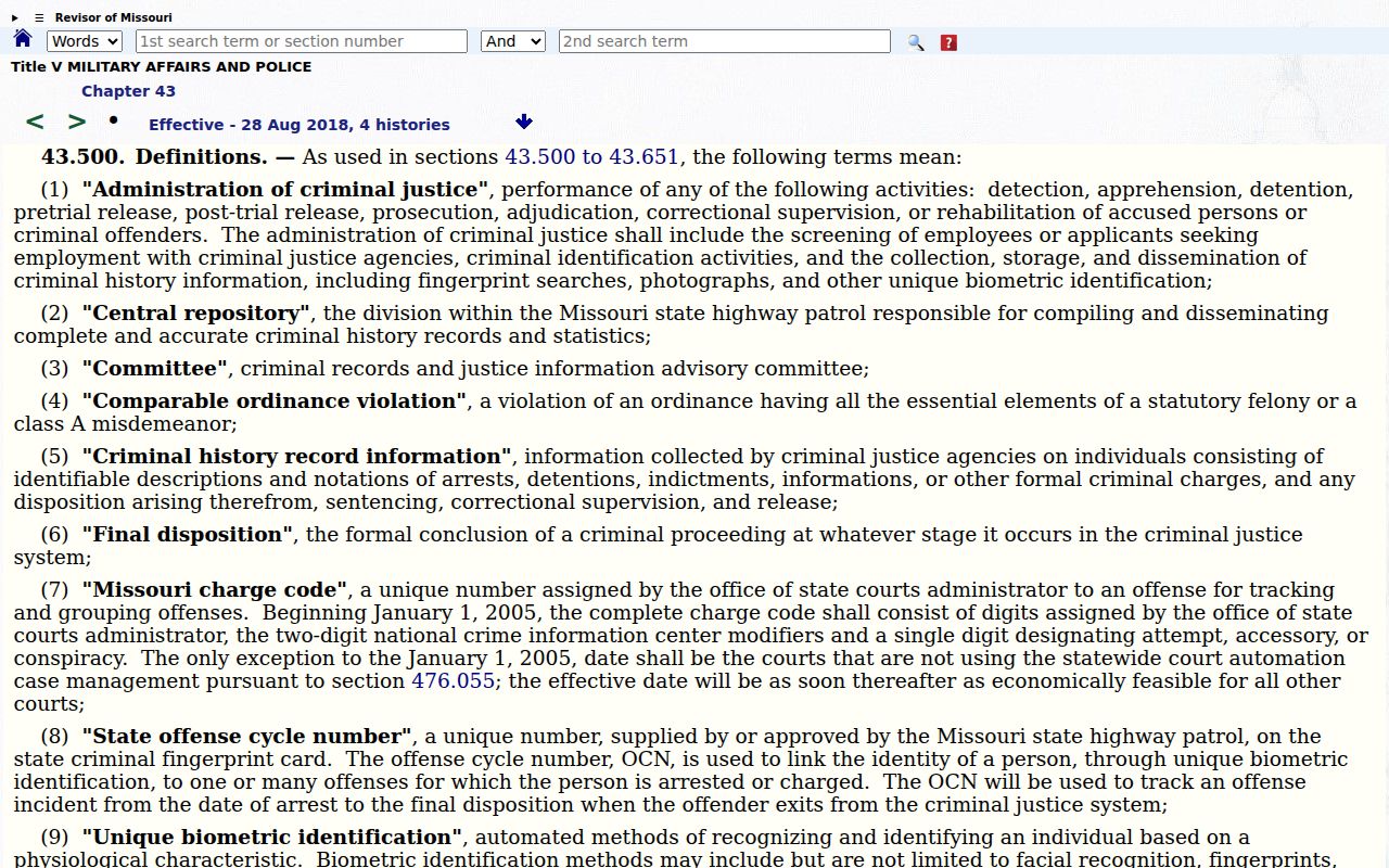 Naylor criminal history Central Repository framework