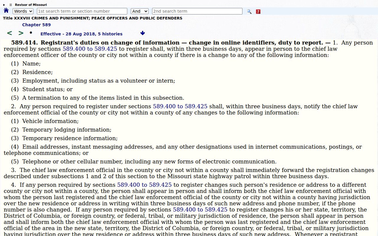 Ripley County sex offender registry classification and verification law